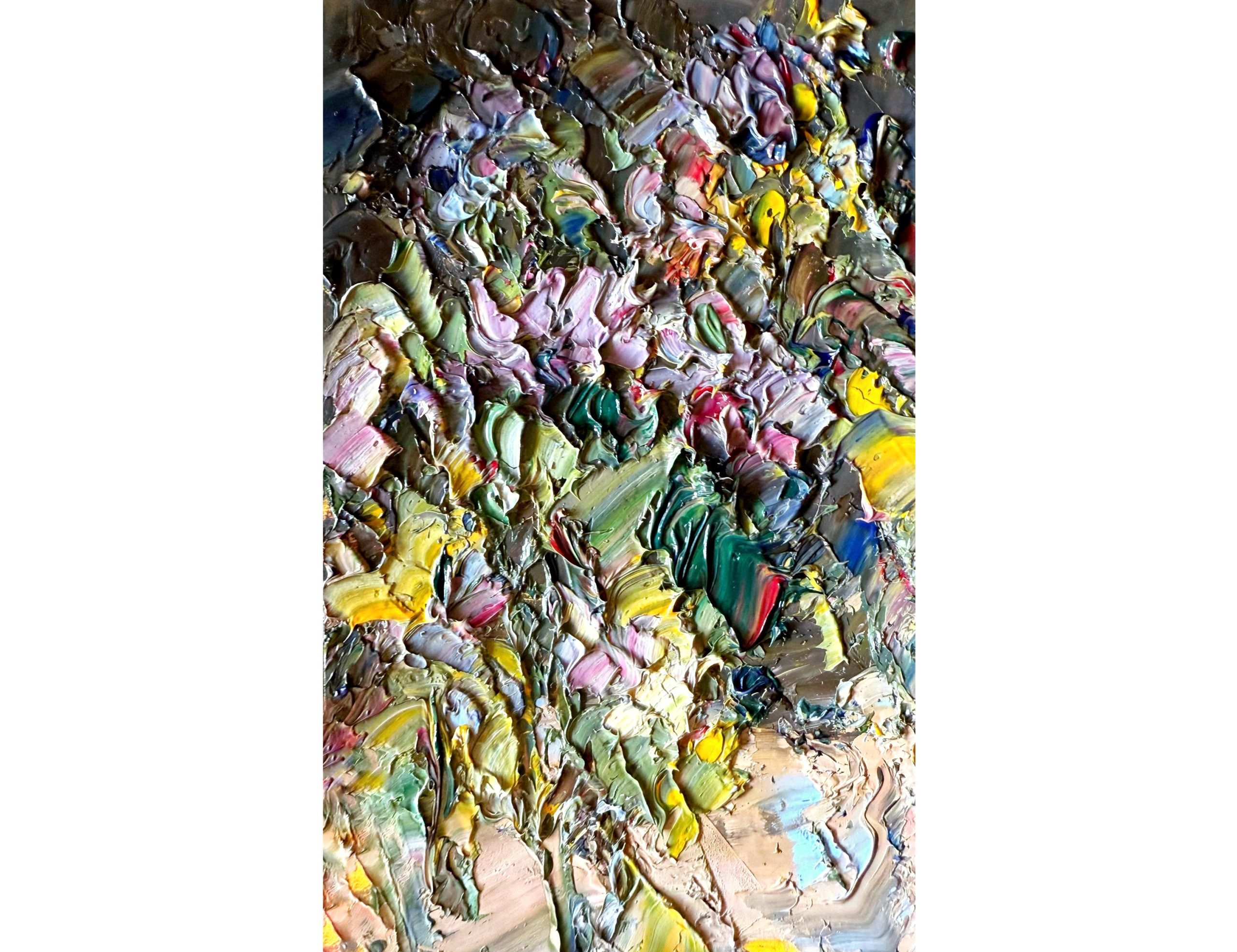 YELLOW LAVENDER FLORAL ORIGINAL OIL PAINTING - Image 2