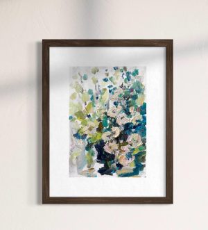 BLUE WHITE FLORAL VASE ORIGINAL OIL PAINTING