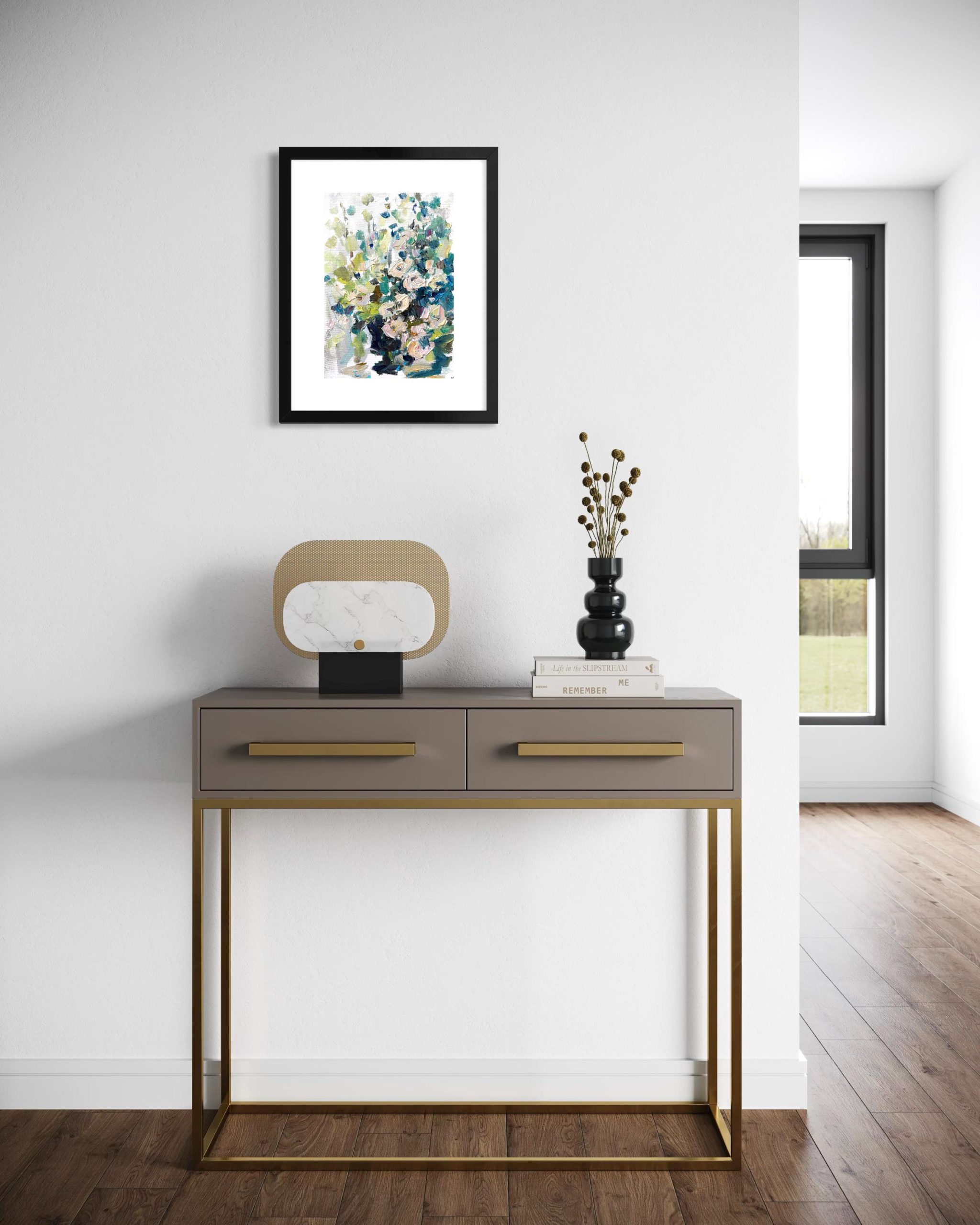 BLUE WHITE FLORAL VASE ORIGINAL OIL PAINTING - Image 5