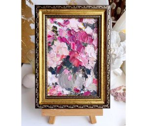 PINK PEONY FLORAL ORIGINAL OIL PAINTING