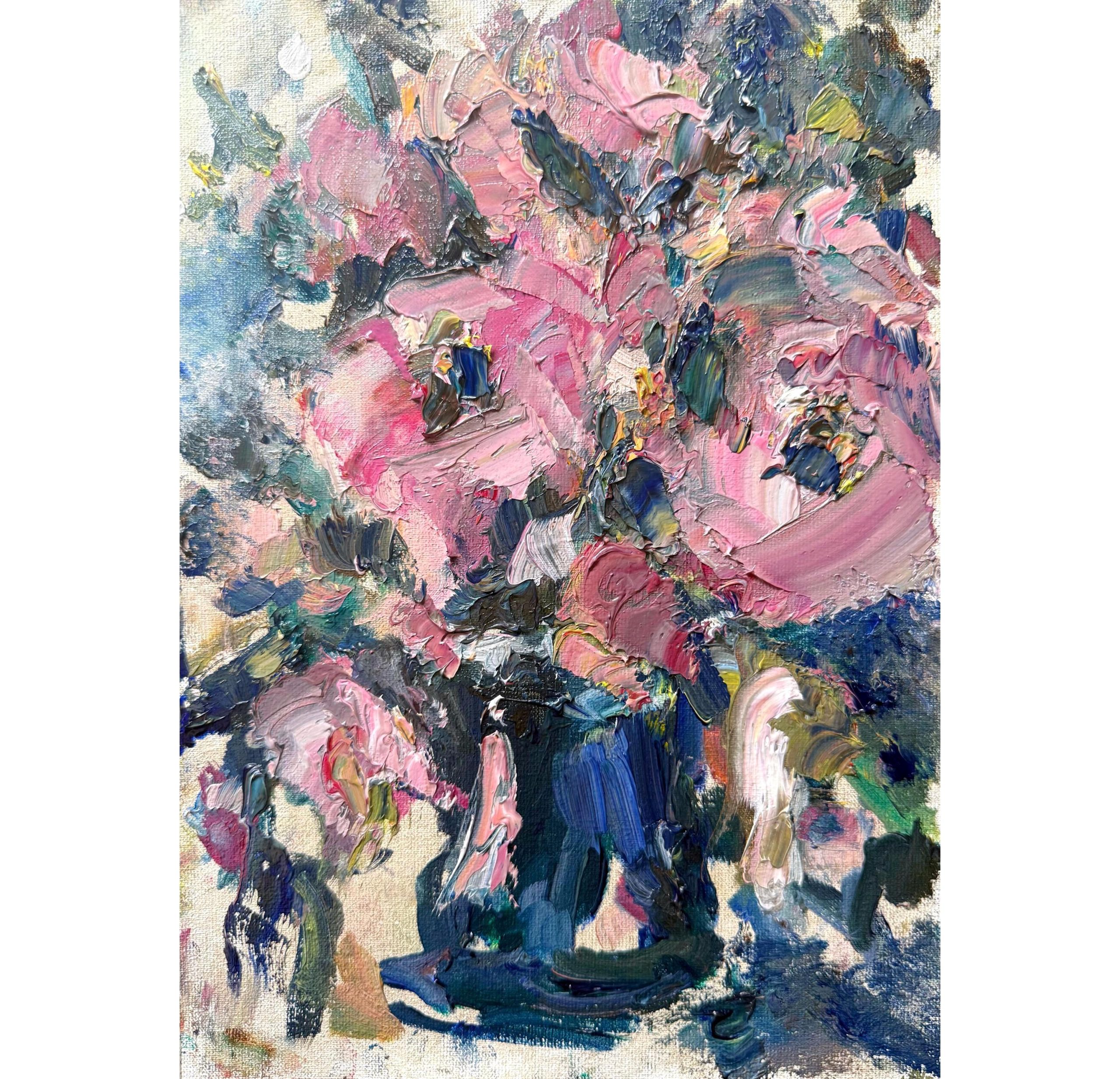 PINK FLORAL VASE ORIGINAL OIL PAINTING - Image 2